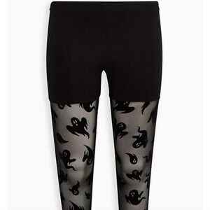 🆕️🎃👻GHOST COMFORT WAIST CROPPED LEGGING - FLOCKED  BLACK👻🎃